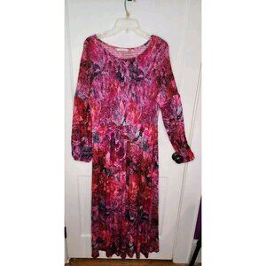 Soft Surroundings Beunissima Long Sleeve Smocked Maxi Dress Sz Medium